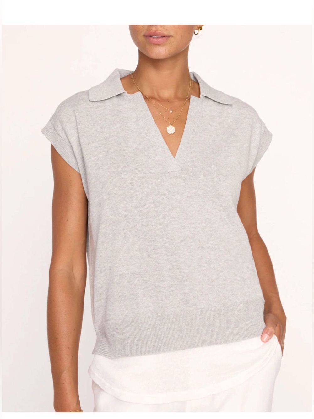 Brochu Walker Light Gray V-Neck Collared Tank - 80% OFF MSRP!!!
